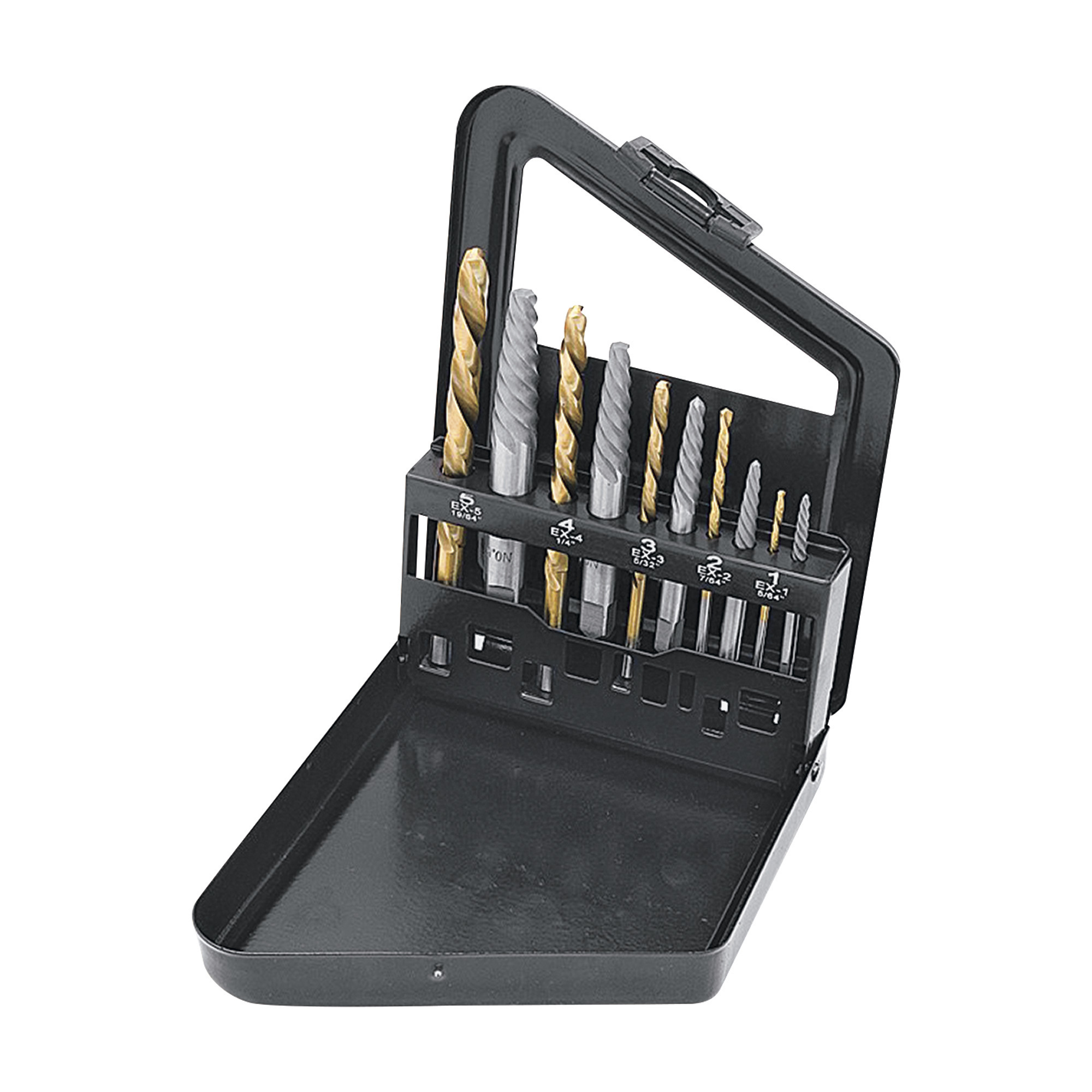Titan Screw Extractor/Left-Hand Metal Drill Bit Set, 10-Pc. Set, Model# 16013